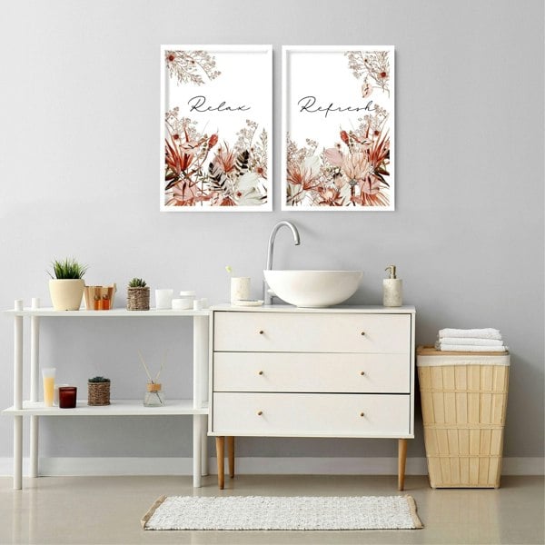 Bathroom wall pictures | Set of 2 framed wall art