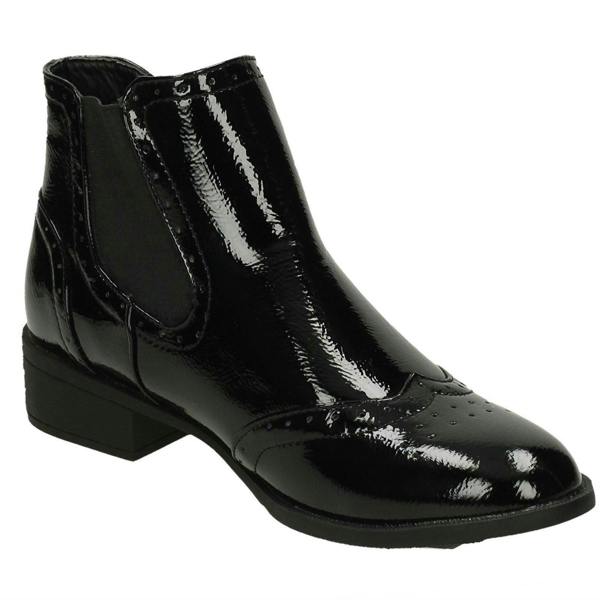 Spot On Ladies Spot On Mid Heel Ankle Boots