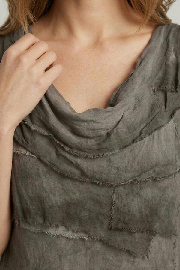 Grey | Semi Sheer Texture Tiered Short Dress