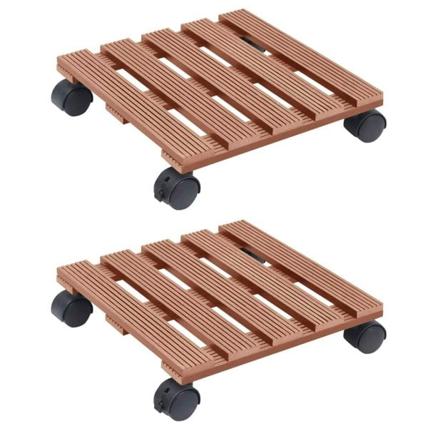 Berkfield Plant Trolleys 2 pcs Brown 30x30x7.5 cm WPC