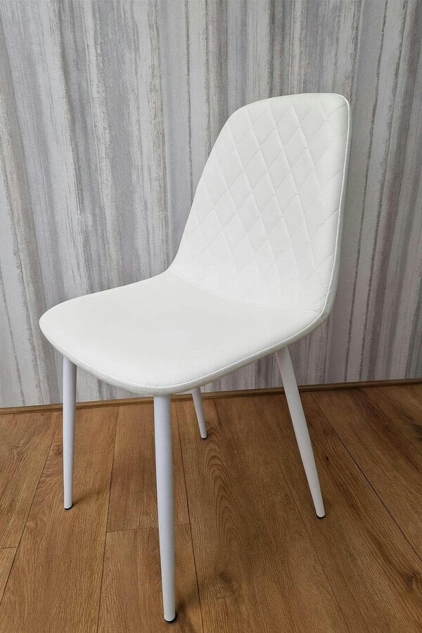 Kosy Koala Modern Round Dining Table Set With 4 White Faux Leather Chairs Dining Room Furniture