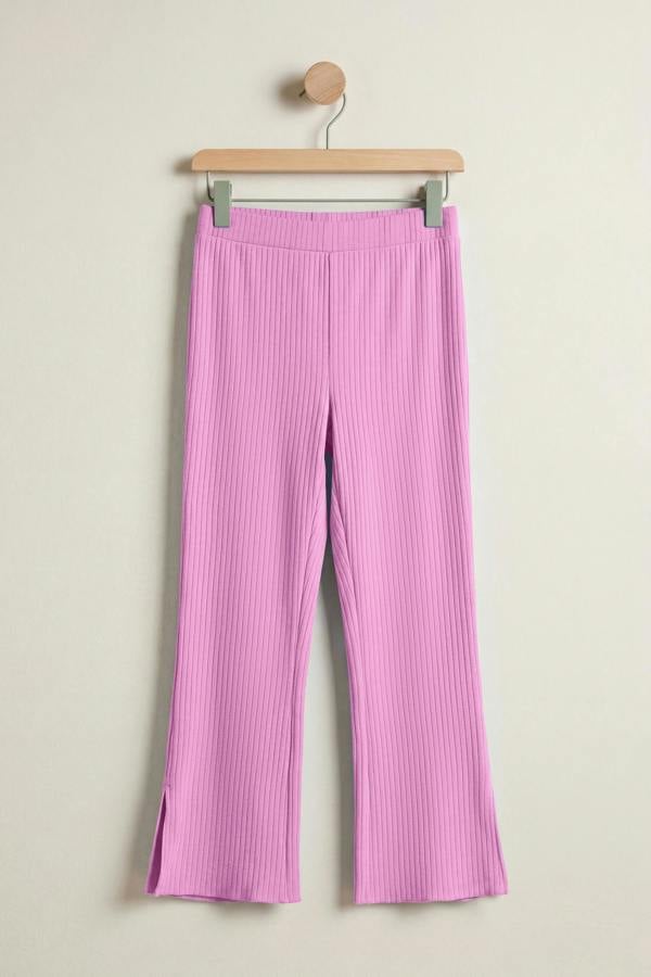 ENORSIA Textured Rib Side Slit Jersey Trousers
