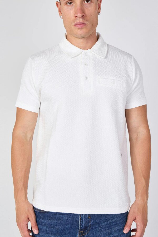 Textured Short Sleeve Polo Shirt