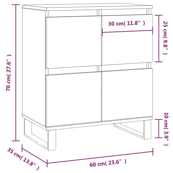 Berkfield Sideboard Sonoma Oak 60x35x70 cm Engineered Wood
