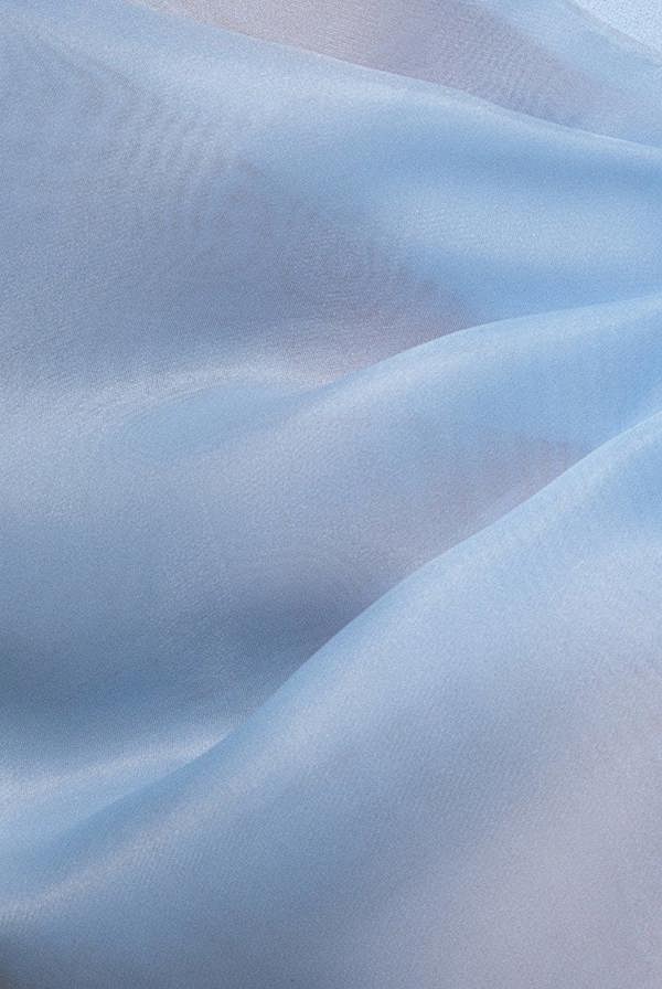 Organza Bow One Shoulder Scuba Crepe Maxi Dress - Powder Blue DR4812