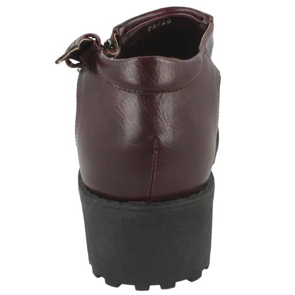 Spot On Ladies Spot On Loafer Inspired Block Heel Buckle Shoes F9728