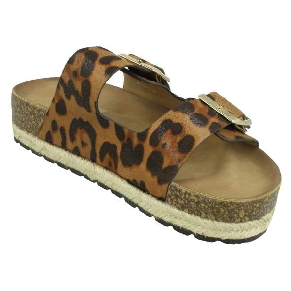 Spot On Ladies Spot On Leopard Print Mules F10955