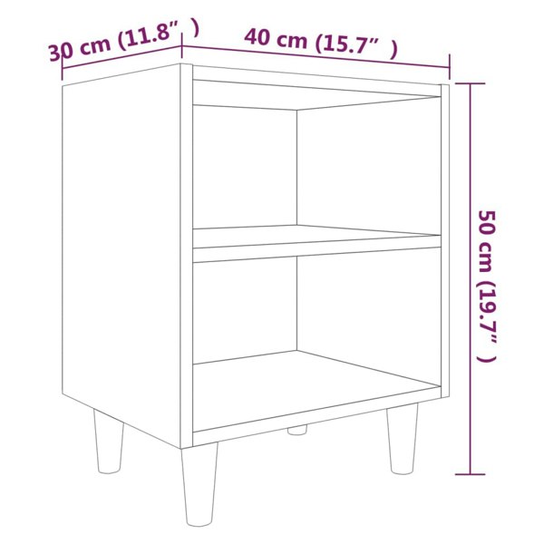 Berkfield Bed Cabinets with Solid Wood Legs 2 pcs Grey Sonoma 40x30x50 cm