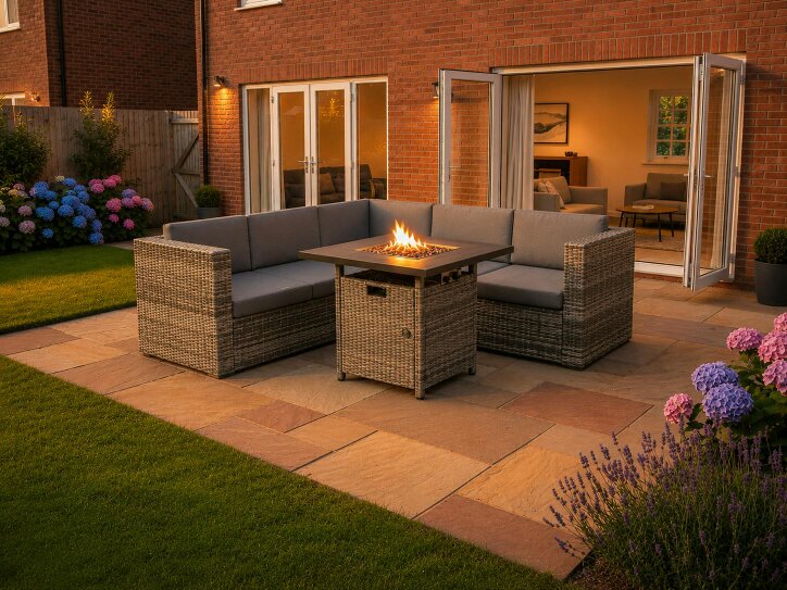 Outdoor Living Ascot Fire Pit Garden Set – Grey