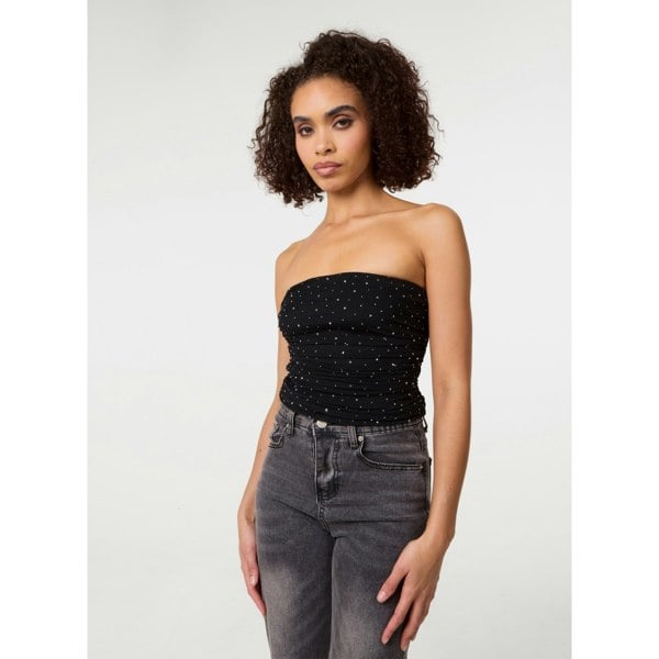 Pink Vanilla Diamante Bandeau Top - Black