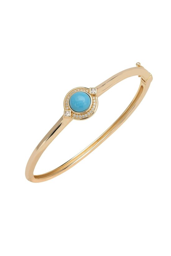 Latelita Clara Bow Bangle Turquoise Gold