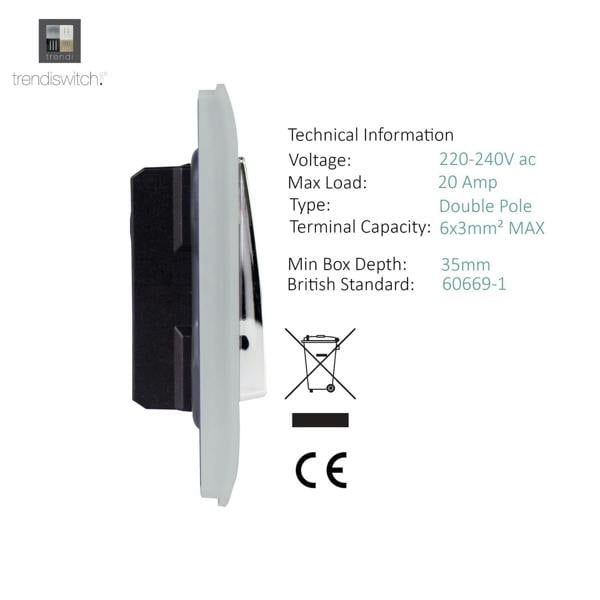 Trendi Switch 1 Gang 20 Amp Heavy Duty Rocker Switch in Platinum Silver