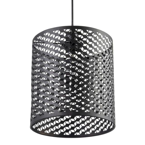 Modern Cylindrical Pendant Light Shade with Repeating Cube Design Image 4