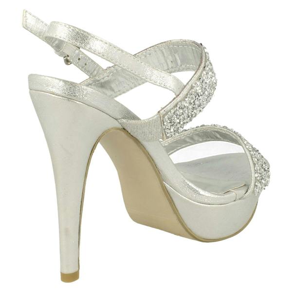 Anne Michelle Ladies Anne Michelle Double Glitter Strap Platform Heels