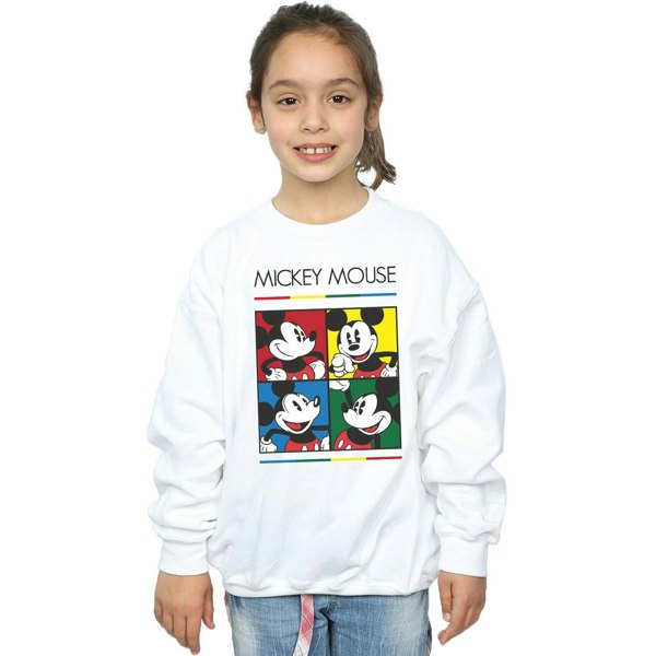 Disney Girls Mickey Mouse Square Colour Sweatshirt - White