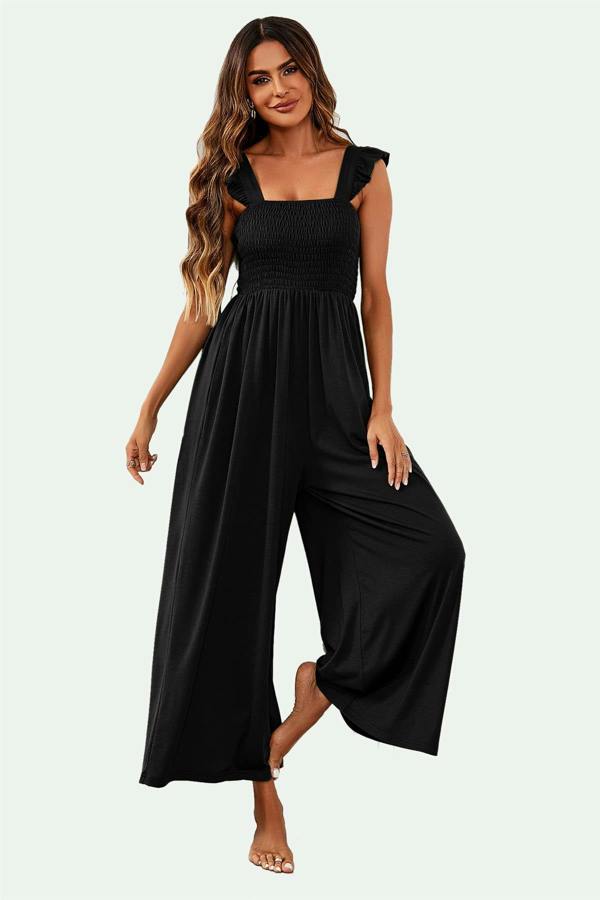 FS Collection Frill Detail Strappy Jumpsuit In Black