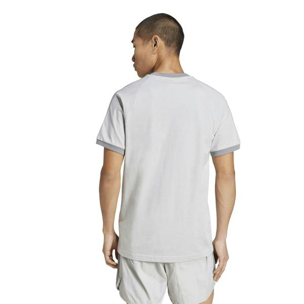 Adidas Mens 3 Stripes Cotton T-Shirt - Grey - 