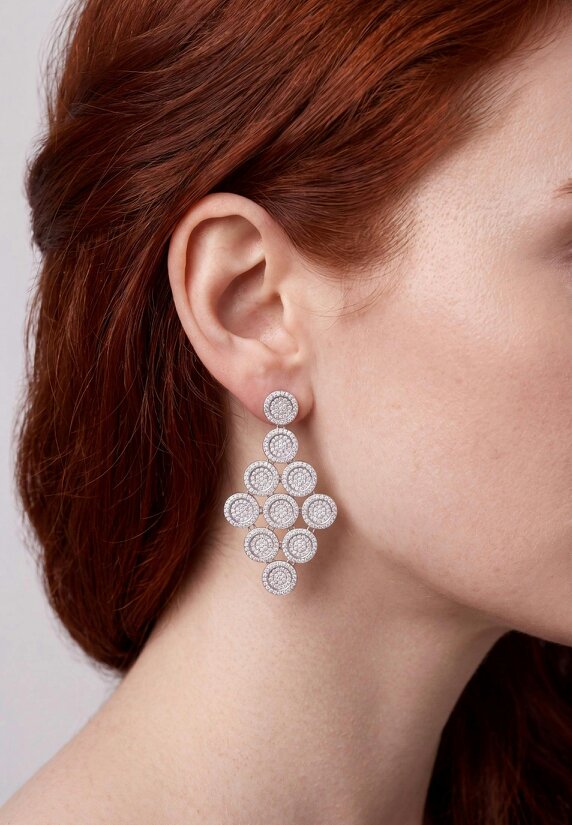 Latelita Mirage Disc Cascading Drop Earrings Silver