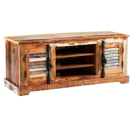 Wyld Haus Seattle Reclaimed Wood TV Cabinet 2 Doors 2 Shelves