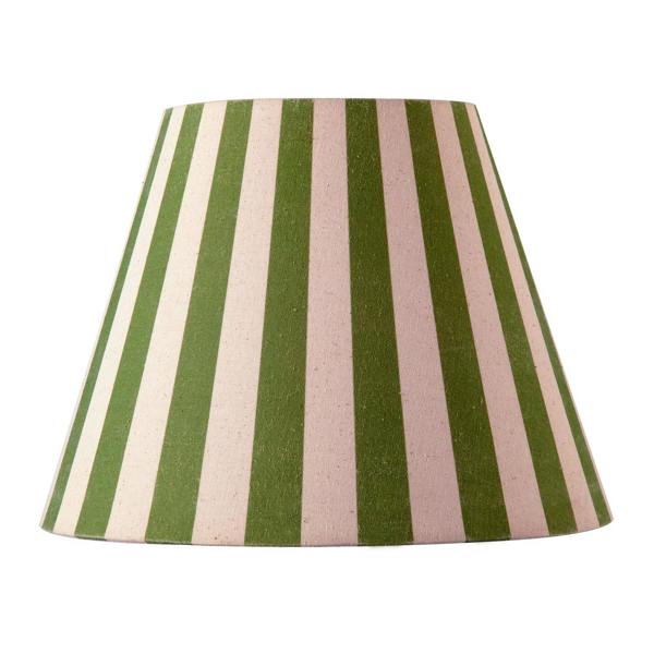 Olive Green and Oatmeal Linen Striped Coolie Shade with Cotton Inner Image 4