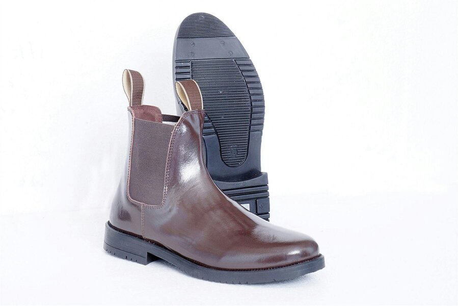 eQuitack Adults Leather Chelsea Horse Riding Jodhpur Boots With Elasticated Side Panels & Pull Tabs Brown