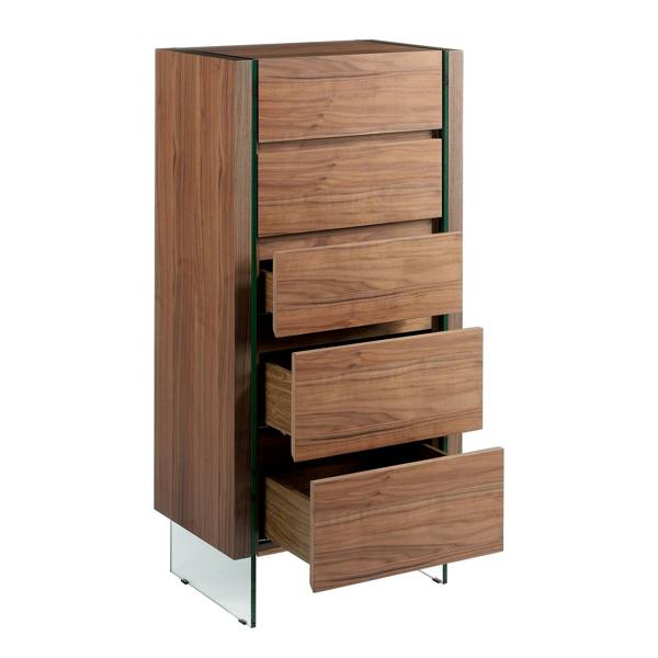 Angel Cerdá Chiffonier Walnut and Tempered Glass 7041