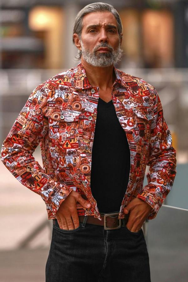 ROAD SIGNS PRINT SHACKET - Premium Men's Patterned Shirt by Claudio Lugli | Bold Design, Tailored Fit, Best Printed Shirts