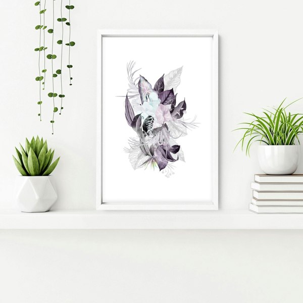 Wall decor for bathrooms | Set of 3 Tropical Purple wall art