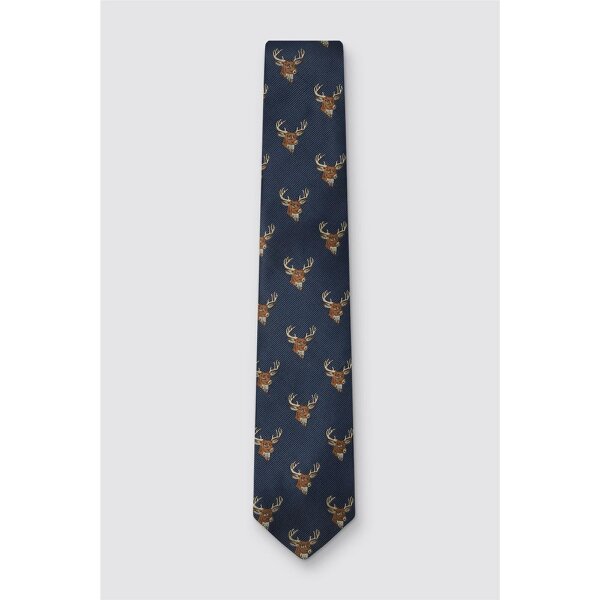 Antique Rogue Navy Stag Motif Tie