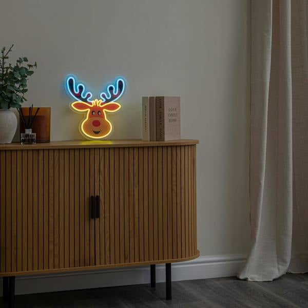 Samuel Alexander 35cm Light Up Rudy Reindeer Christmas Decoration USB LED Neon Sign