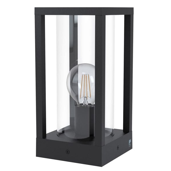 EGLO Cascinetta Exterior Black Metal/Glass Cylinder Post Light