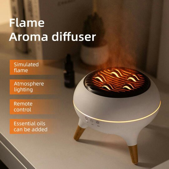 Havendro 7 Color Flame Aroma Diffuser Humidifier USB Desktop Simulation Light Purifier