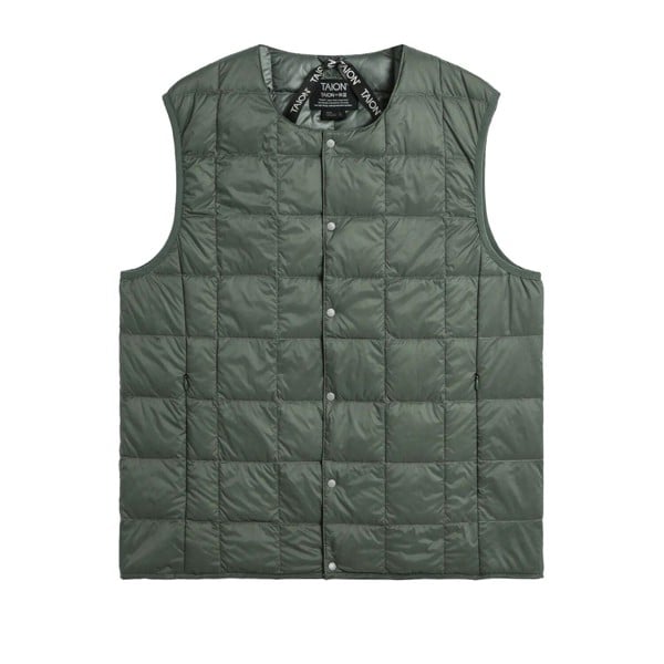 TAION Original Crew Neck Down Vest - Dark Sage Green