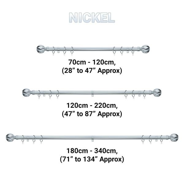 A.Unique Home Geo Ball Extendable Curtain Pole (25/28mm) (Nickel,120cm - 220cm)