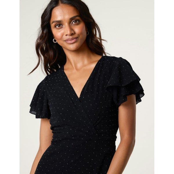 Blue Vanilla Rhinestone Diamante Wrap Dress