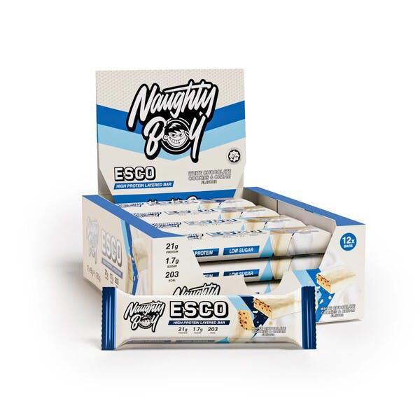 Naughty Boy ESCO Protein Bar, White Chocolate Cookies & Cream - 12 x 65g