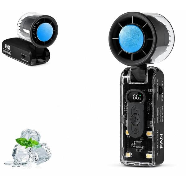 Dyzi Ice Cooling Folding Fan USB Rechargeable Black