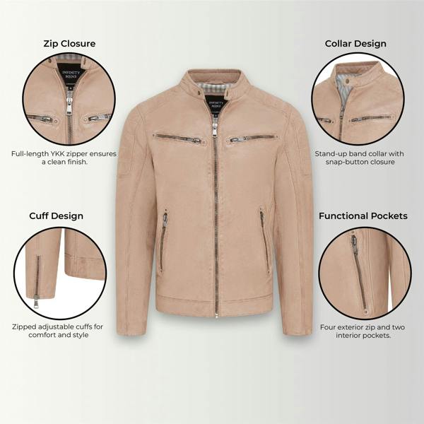 Infinity Leather Men's Modern Classic Leather Quilted Biker Jacket - Derry