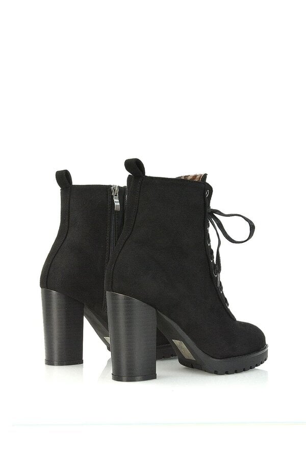 XY LONDON Lace up High Block Heel Zip-up Biker Ankle Boots