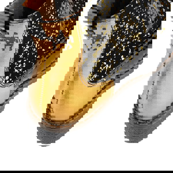 Embassy London Hatter - Black Bright Gold Drops - Women's Leather Ankle Lace-up Boot