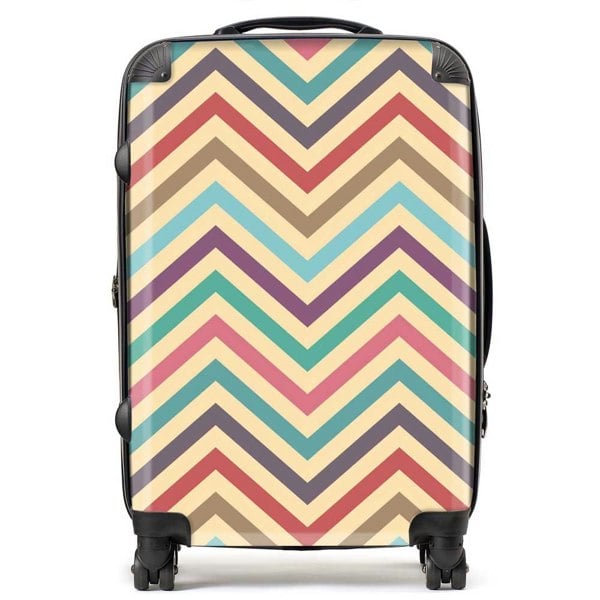 Warren Reed Geometric Vintage Colored Chevron Pattern Suitcase