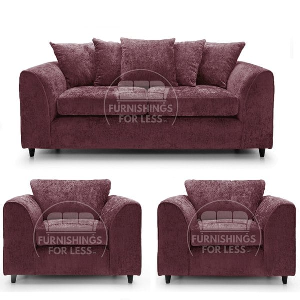 Furnishings For Less Monaco Chenille Fabric 3 Seater and 2 Armchairs
