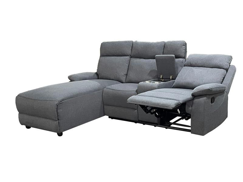 DS Living Sorento Recline Right Hand Corner 3 Seater Fabric Sofa in Grey or Cream