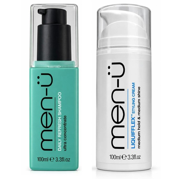 men-ü men-u Ultra Concentrate Daily Refresh Shampoo 100ml + men-u Liquifflex Styling Cream 100m