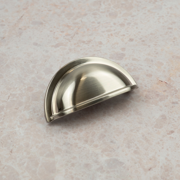 Handle & Home Brushed Nickel Classic Style Cup Handle and Coordinating Knob