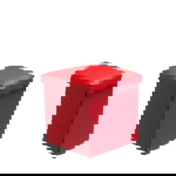 Snug City Faux Leather Storage Ottoman Storage Box With Lid Foldable - 38x38x38cm Square