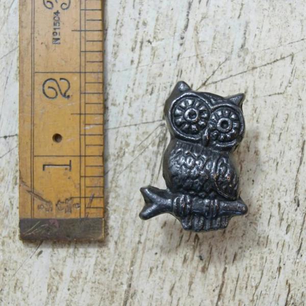 Antique Cast Iron Owl on Branch Cabinet Knob - 32mm