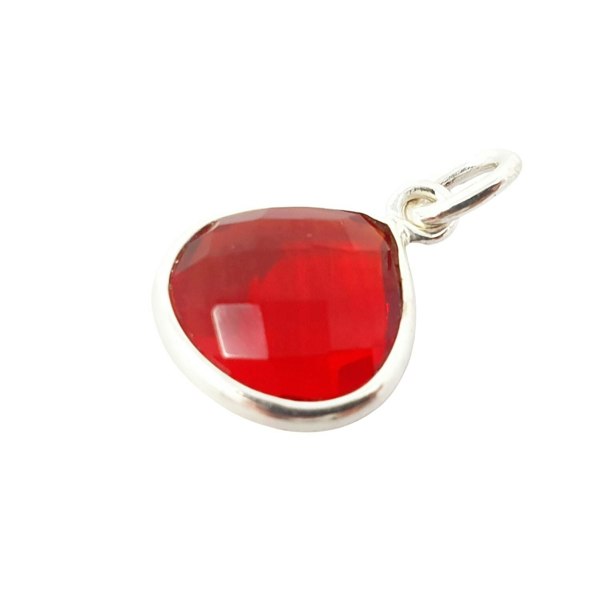 Garnet January Birthstone Sterling Silver Heart Pendant