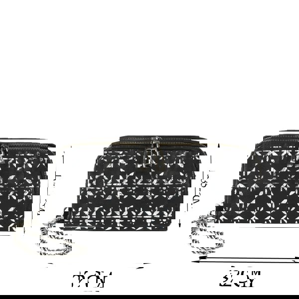 Assots London 'HOLBORN' Metallic Silver and Black Floral Designer Leather Clutch Bag