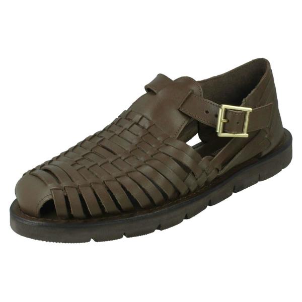 Leather Collection Mens Leather Collection Flat Weaved Sandals A0051